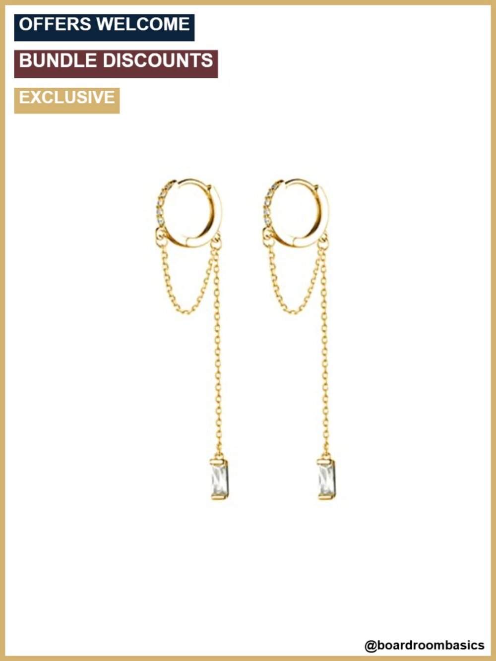 925 Sterling Silver CZ Hoop Dangle Earrings Chain Tassel Women
